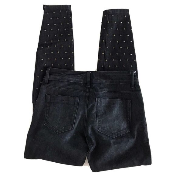 Bebe Skinny Leg Studded Jeans Dark Wash Low Rise Slim Denim Pants NWOT sz 29 - Picture 8 of 10